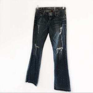 Guess Flare Leg mid wash distressed jeans